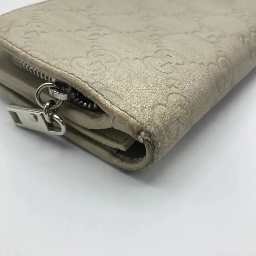 🤍🔹️GUCCI🔹️ purse long Cow Leather wallet Guccissima ivory - Picture 6 of 17